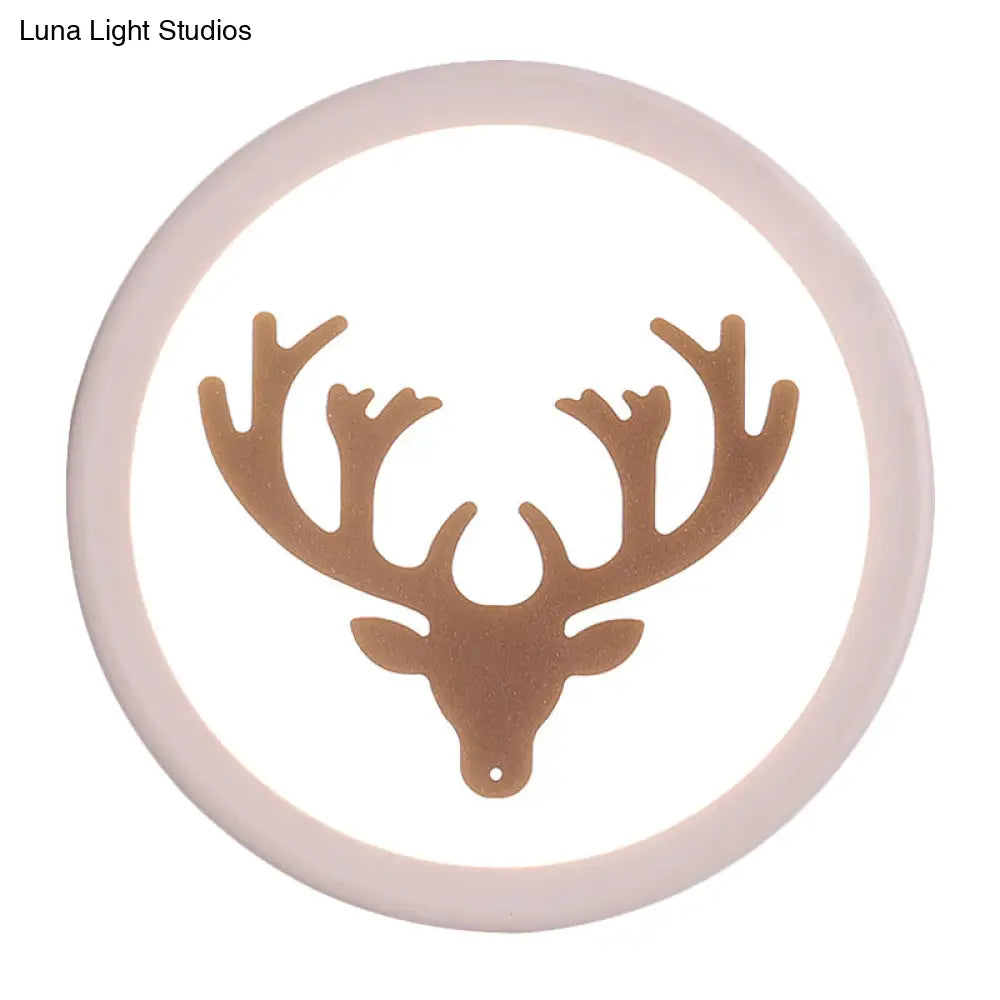 DecorBites™ Nordic Deer Horn/Head LED Wall Sconce - Acrylic Bedside Light Fixture in White