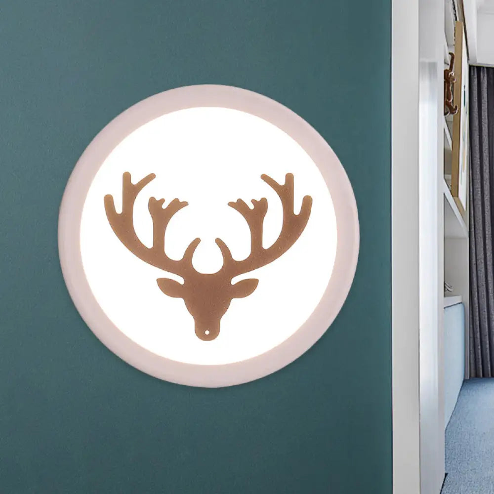 DecorBites™ Nordic Deer Horn/Head LED Wall Sconce - Acrylic Bedside Light Fixture in White
