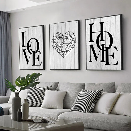 DecorBites™ Nordic Diamond Heart Canvas Prints Set