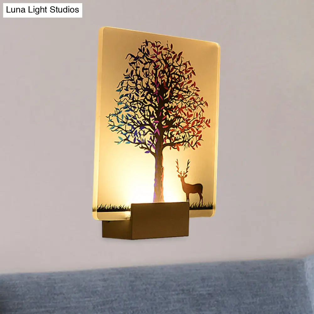 DecorBites™ Nordic Elk/Tree LED Wall Sconce in White for Living Room
