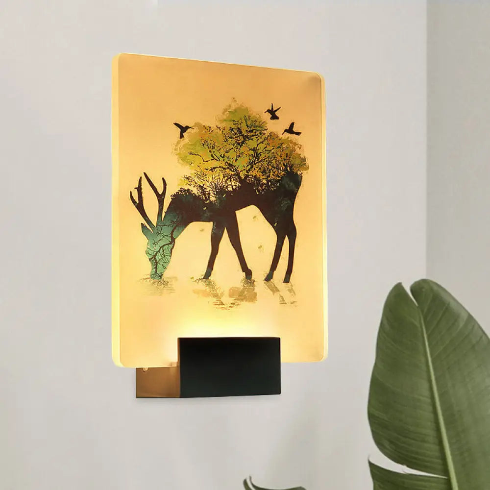 DecorBites™ Nordic Elk/Tree LED Wall Sconce in White for Living Room