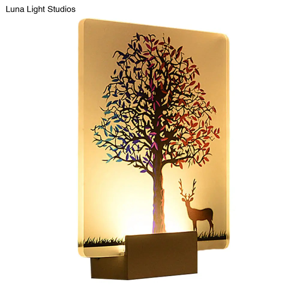 DecorBites™ Nordic Elk/Tree LED Wall Sconce in White for Living Room