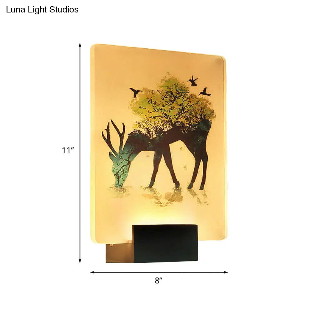 DecorBites™ Nordic Elk/Tree LED Wall Sconce in White for Living Room