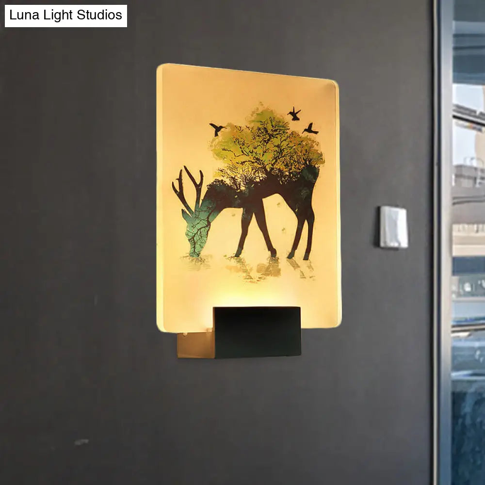 DecorBites™ Nordic Elk/Tree LED Wall Sconce in White for Living Room