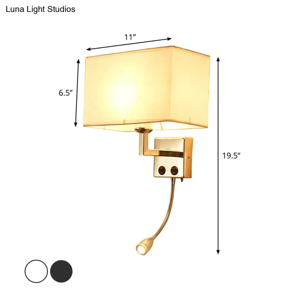 DecorBites™ Nordic Fabric Bedroom Spotlight Wall Lamp in Black/White with Rectangle Design