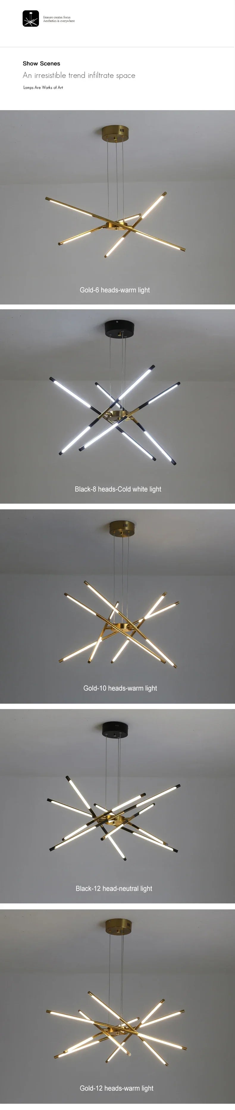 DecorBites™ Nordic Geometry LED Chandelier with Remote Control