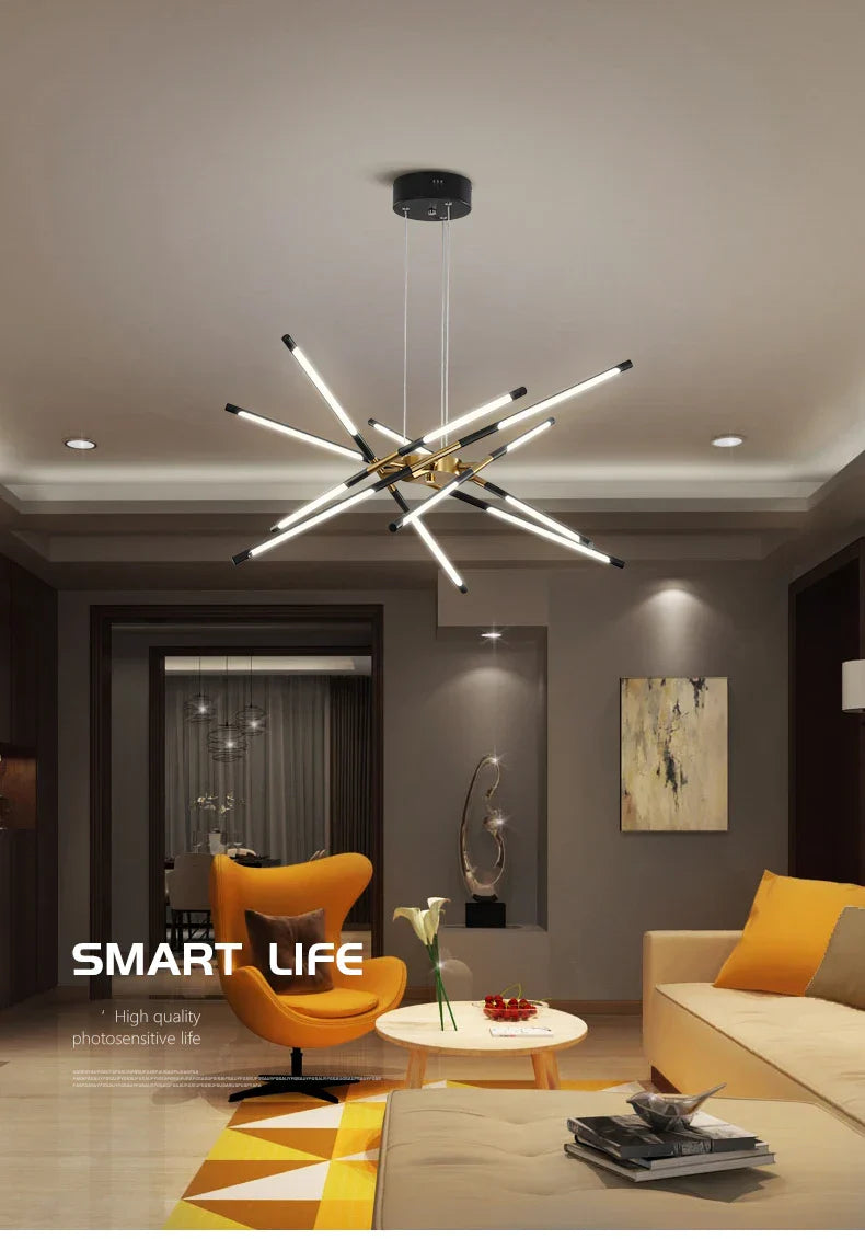 DecorBites™ Nordic Geometry LED Chandelier with Remote Control