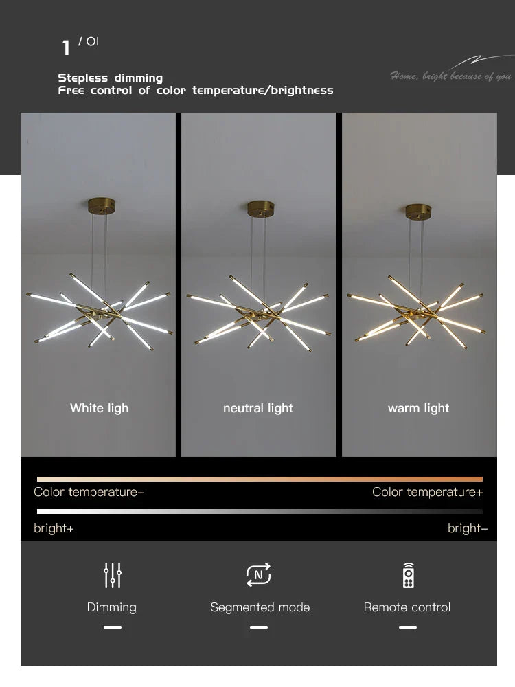 DecorBites™ Nordic Geometry LED Chandelier with Remote Control