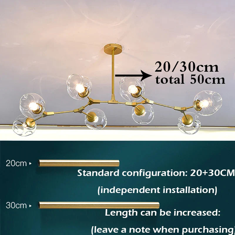 DecorBites™ Nordic Glass Ball LED Chandelier - Black/Gold