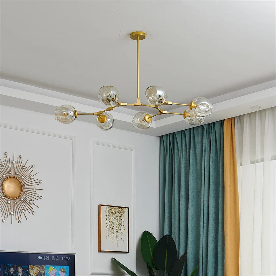 DecorBites™ Nordic Glass Ball LED Chandelier - Black/Gold