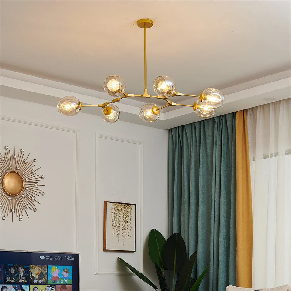 DecorBites™ Nordic Glass Ball LED Chandelier - Black/Gold