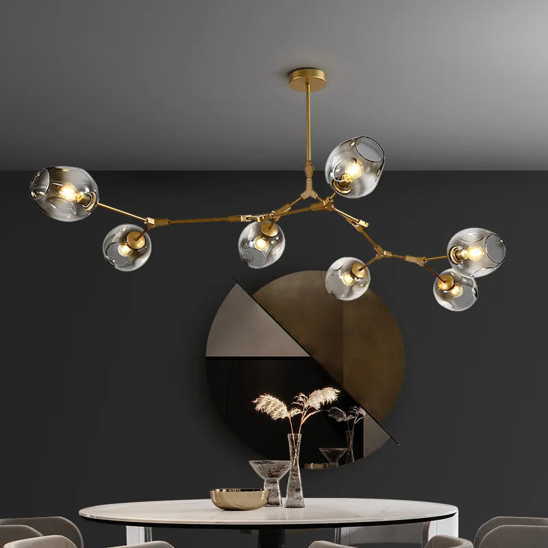 DecorBites™ Nordic Glass Ball LED Chandelier - Black/Gold