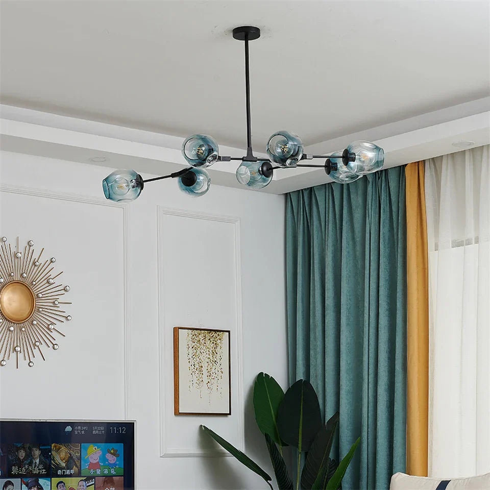 DecorBites™ Nordic Glass Ball LED Chandelier - Black/Gold