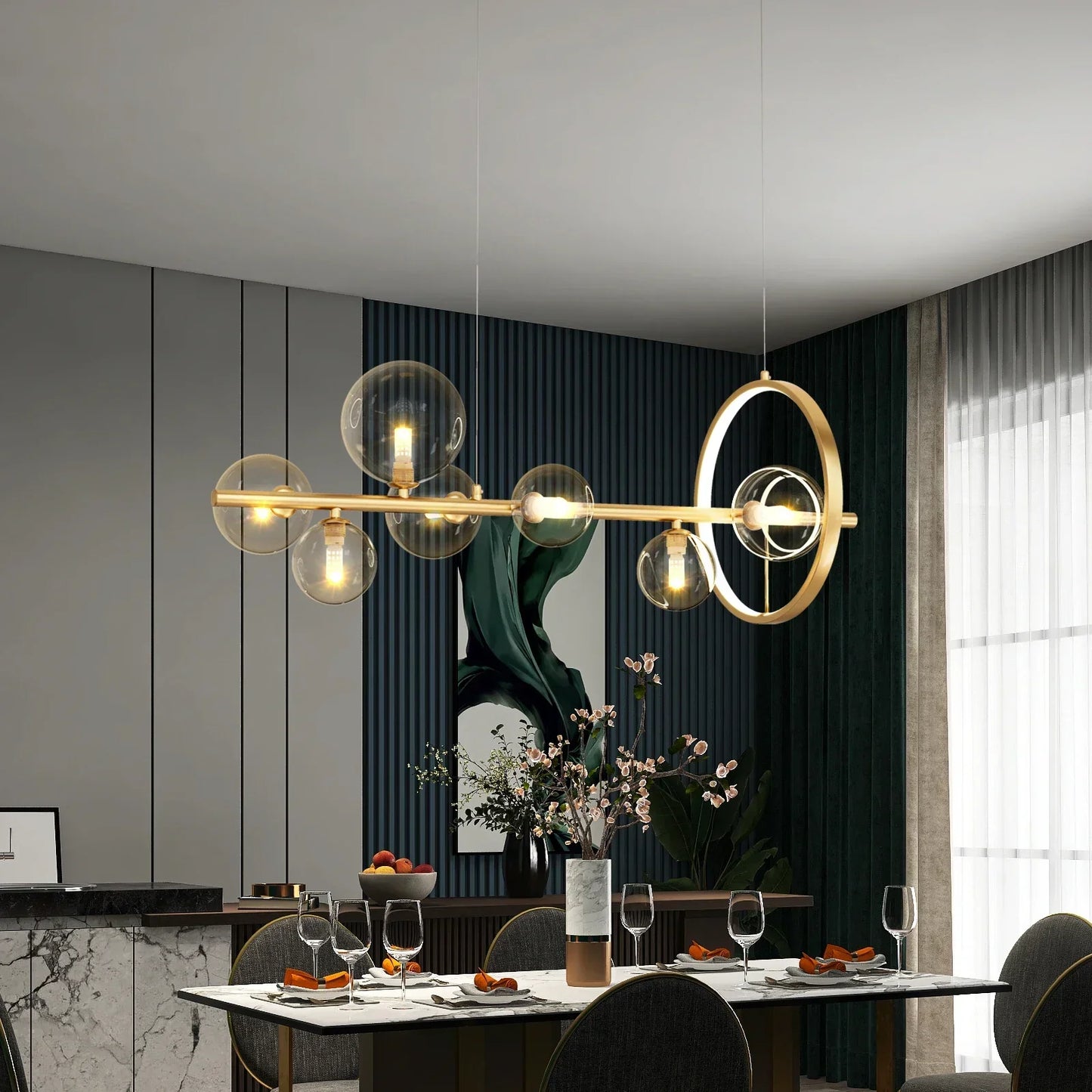 DecorBites™ Nordic Glass Bubble LED Chandelier - Black