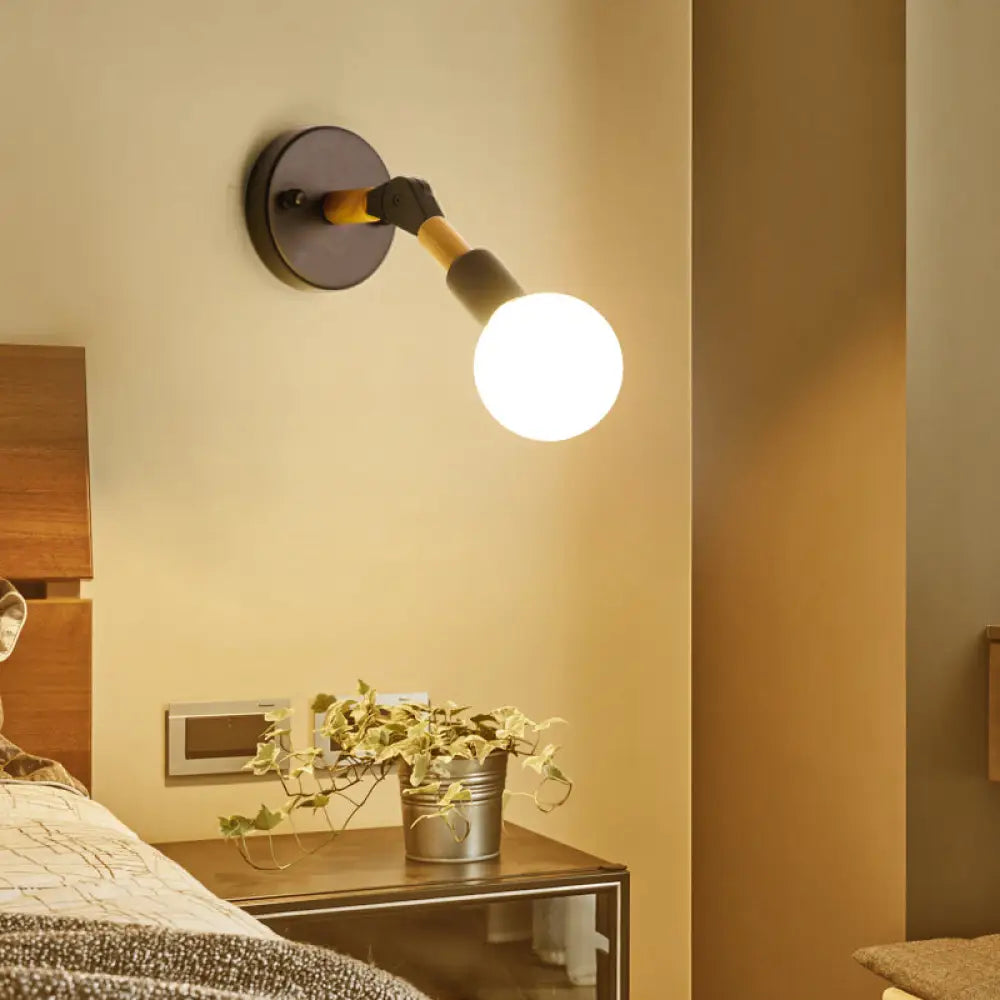 DecorBites™ Nordic Globe Sconce Lighting - Adjustable 1 Light Wall Lamp in Black with White/Ocean Blue Glass Shade