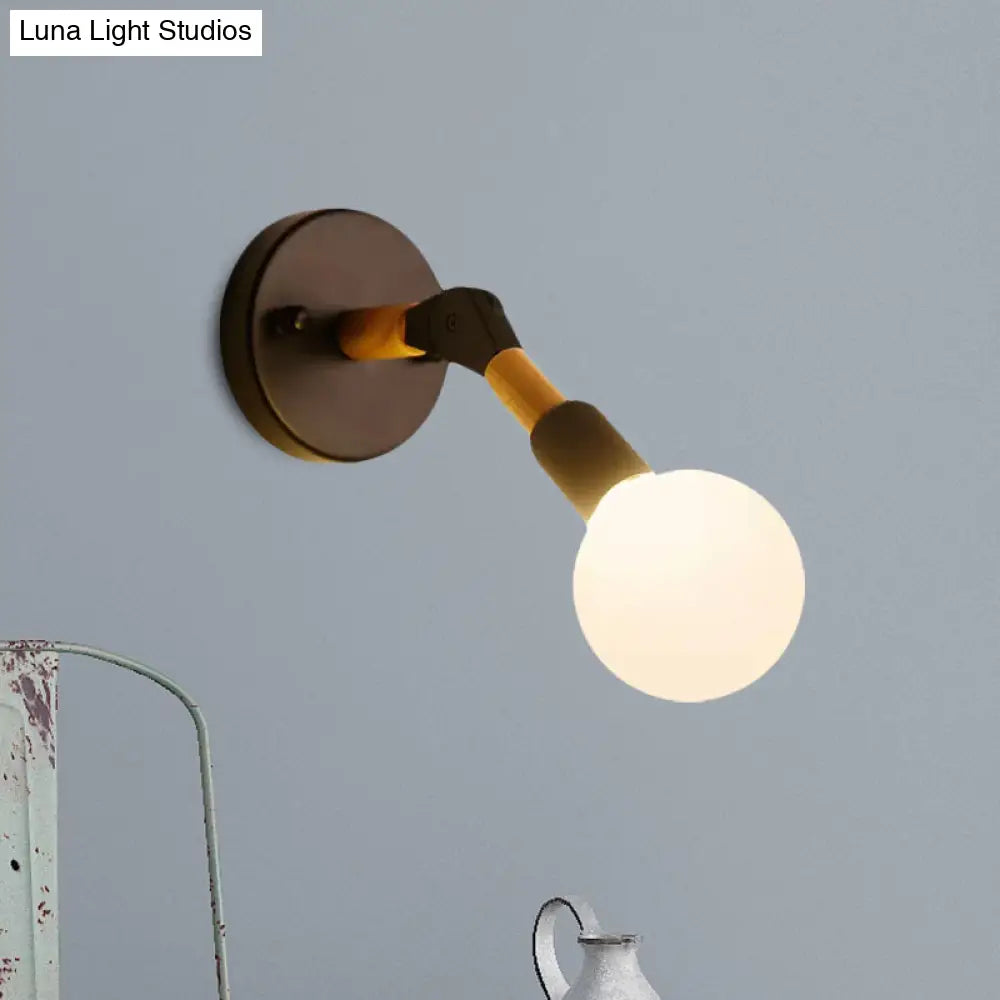 DecorBites™ Nordic Globe Sconce Lighting - Adjustable 1 Light Wall Lamp in Black with White/Ocean Blue Glass Shade