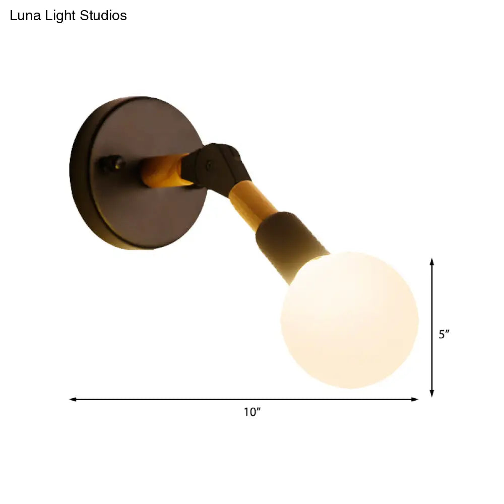 DecorBites™ Nordic Globe Sconce Lighting - Adjustable 1 Light Wall Lamp in Black with White/Ocean Blue Glass Shade