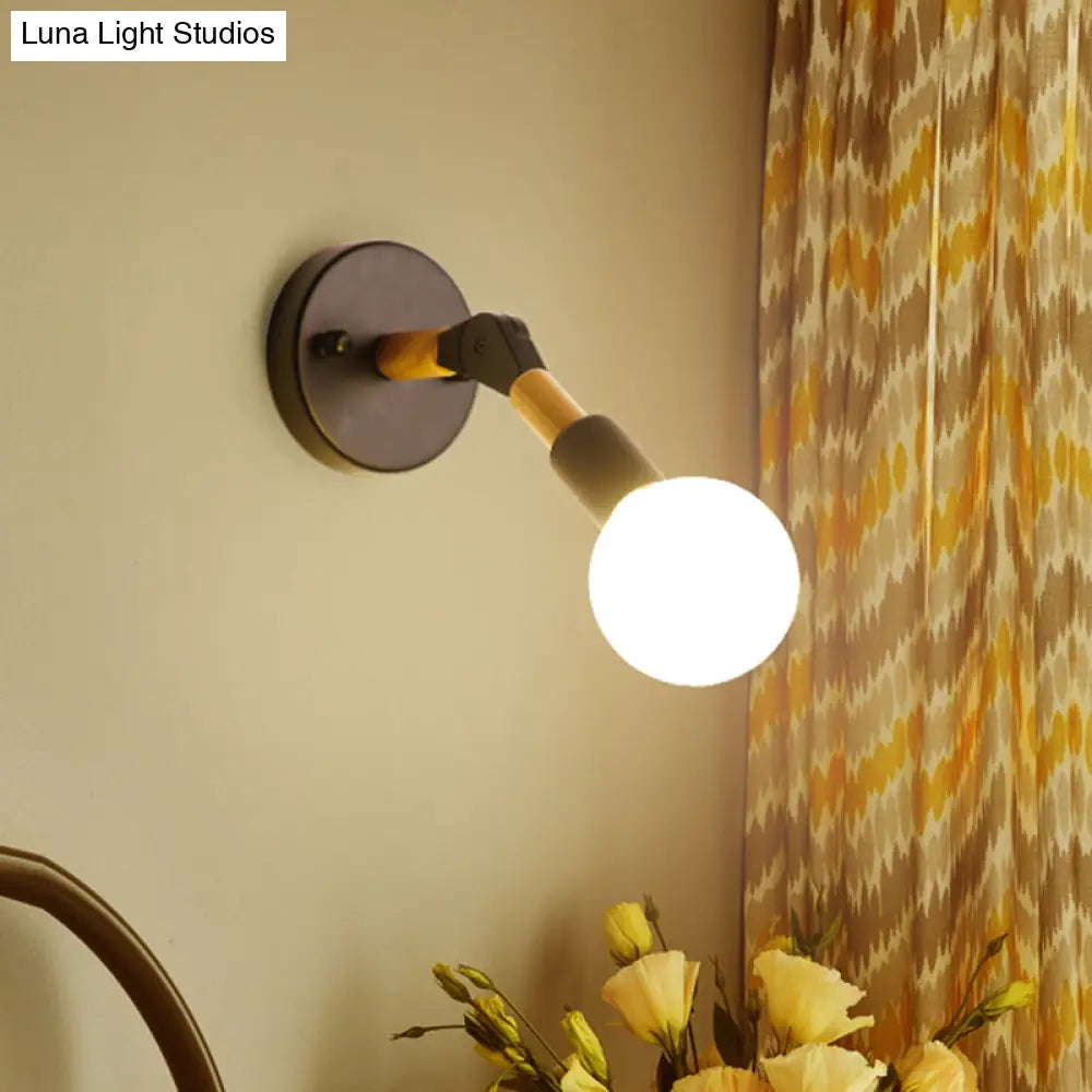 DecorBites™ Nordic Globe Sconce Lighting - Adjustable 1 Light Wall Lamp in Black with White/Ocean Blue Glass Shade