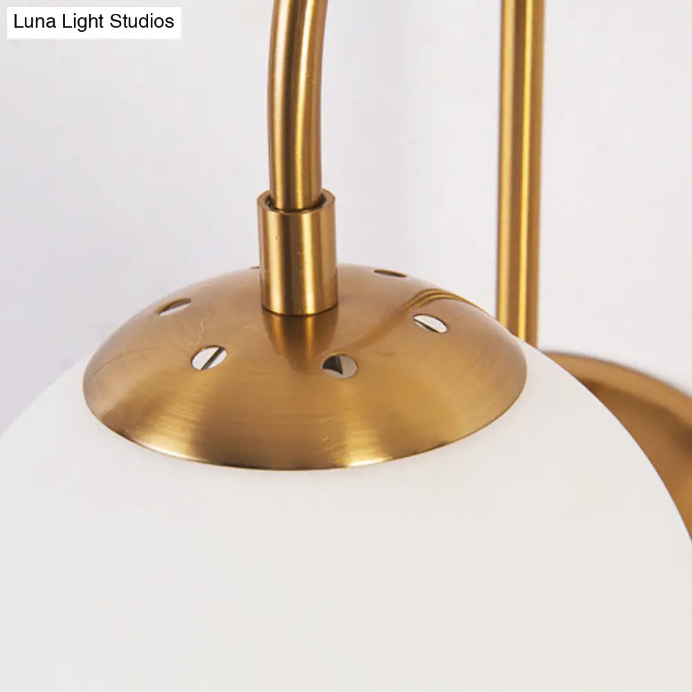 DecorBites™ Nordic Gold Sphere Wall Sconce with Milky Glass Shade for Living Room