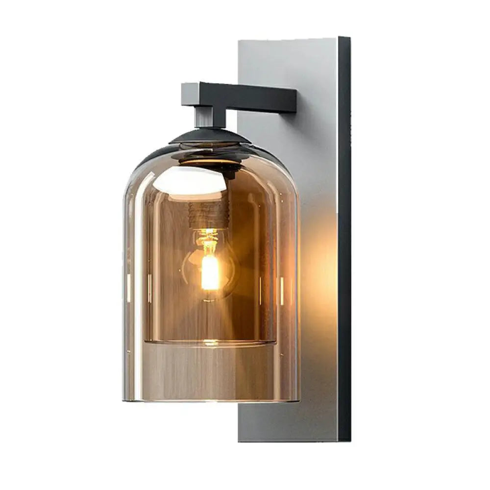 DecorBites™ Nordic Grey Finish Glass Dome Wall Lamp: Elegant Smokey Blown Glass Sconce Lighting for Corridor