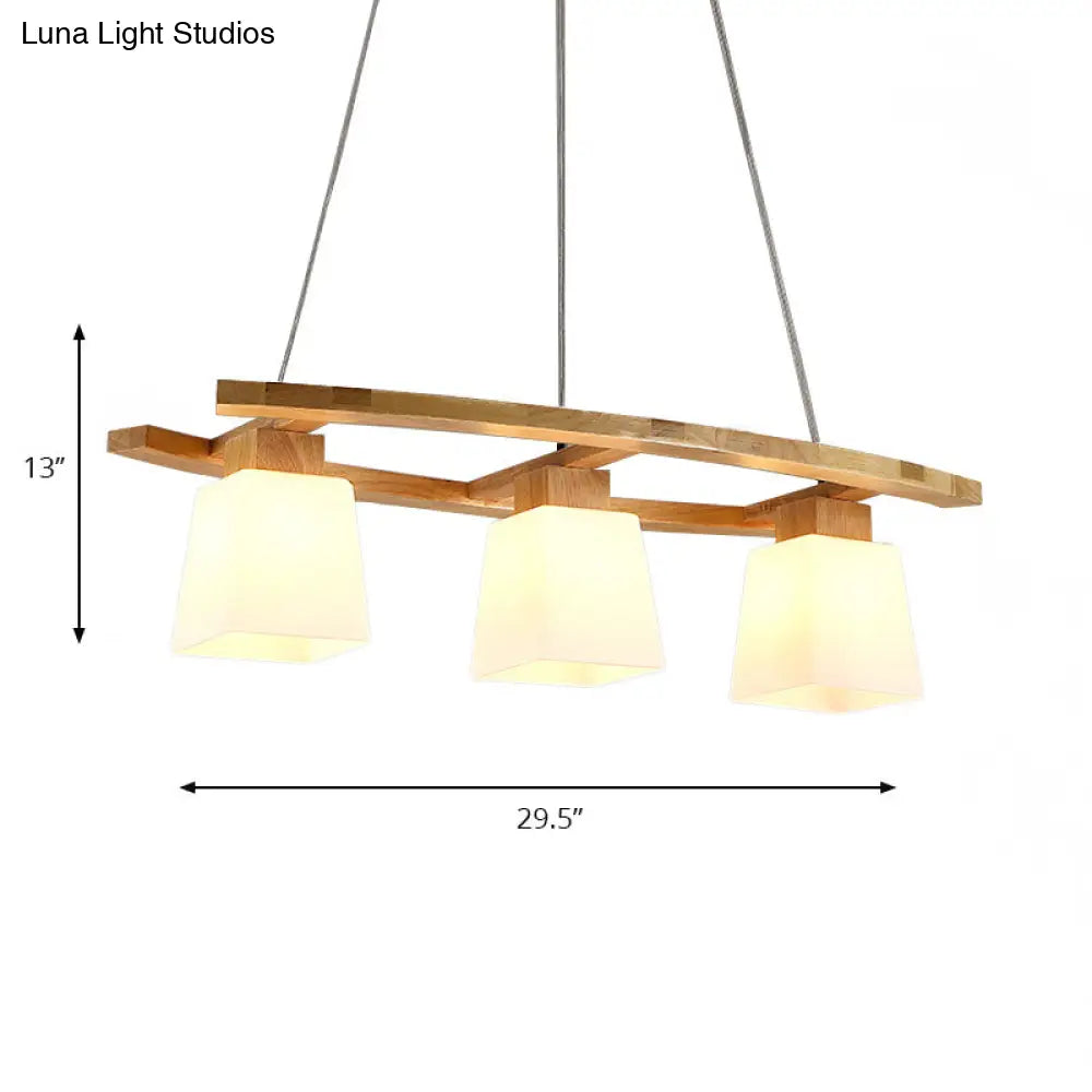 DecorBites™ Nordic Hang Lamp: Triple Light Glass & Wood Dining Room Island Lighting with Square Shade