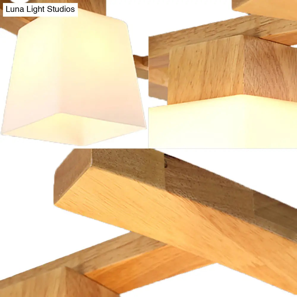 DecorBites™ Nordic Hang Lamp: Triple Light Glass & Wood Dining Room Island Lighting with Square Shade