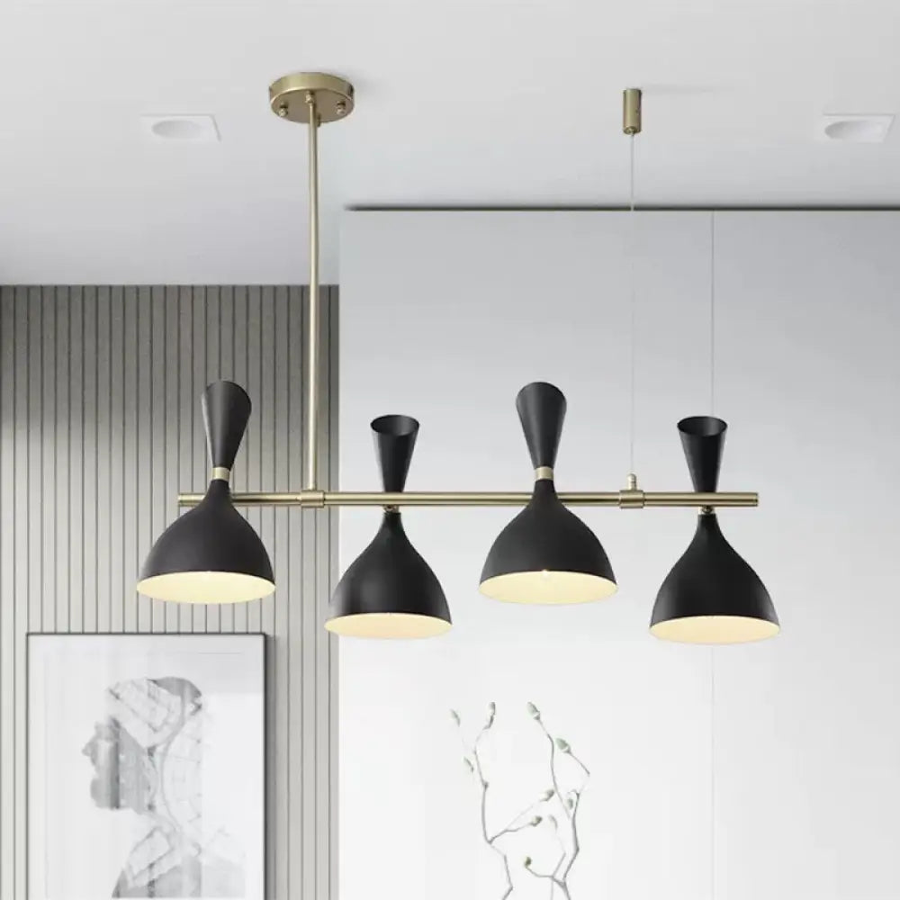 DecorBites™ Nordic Hanging Chandelier - Metal Horn Shade, Black/White - 4/6 Lights for Dining Room or Island Lighting