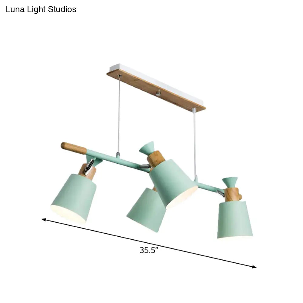 DecorBites™ Nordic Island Light with Tapered Shade - Green/Grey/White - 4 Lights - Kitchen Dining Room Hanging Lamp