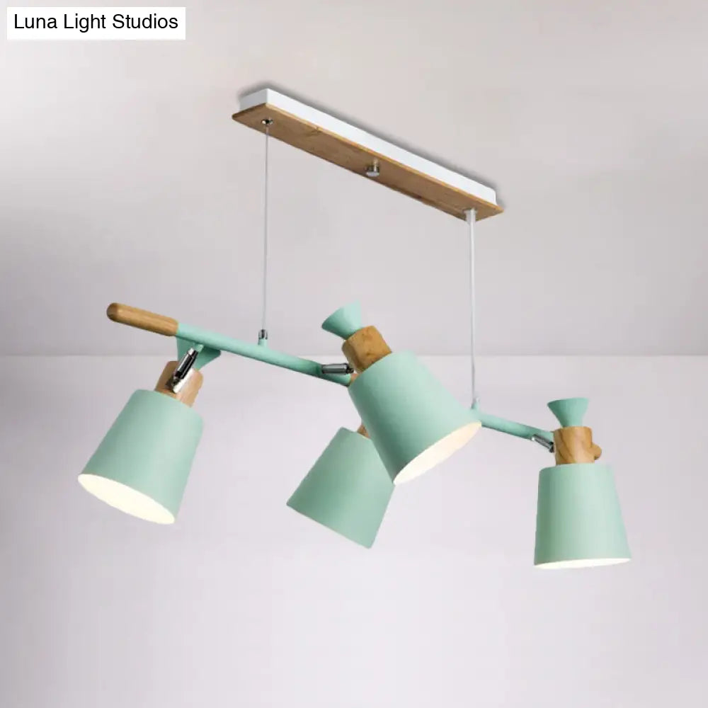 DecorBites™ Nordic Island Light with Tapered Shade - Green/Grey/White - 4 Lights - Kitchen Dining Room Hanging Lamp