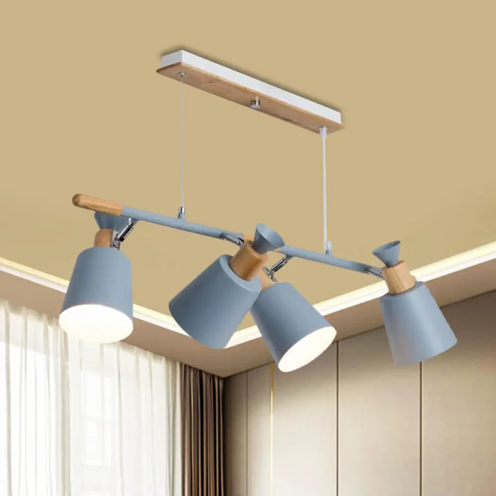 DecorBites™ Nordic Island Light with Tapered Shade - Green/Grey/White - 4 Lights - Kitchen Dining Room Hanging Lamp
