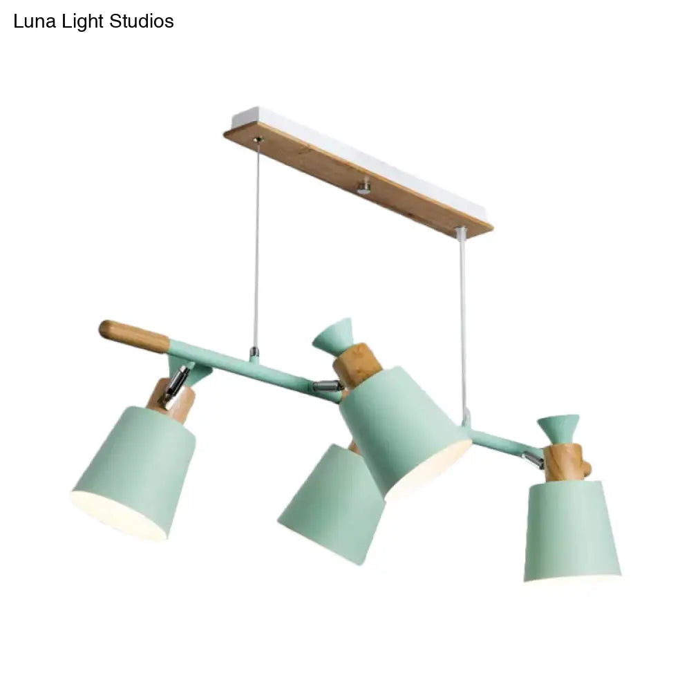 DecorBites™ Nordic Island Light with Tapered Shade - Green/Grey/White - 4 Lights - Kitchen Dining Room Hanging Lamp