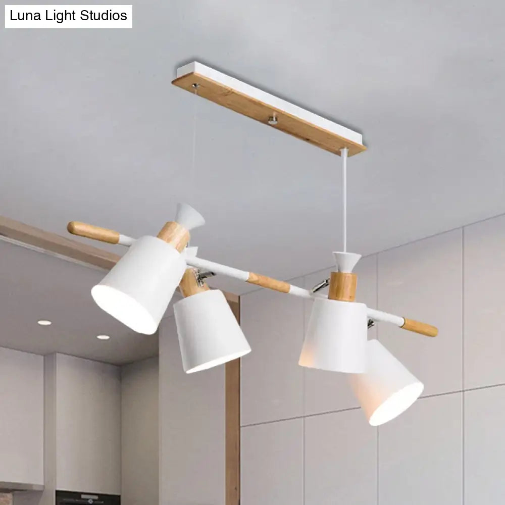 DecorBites™ Nordic Island Light with Tapered Shade - Green/Grey/White - 4 Lights - Kitchen Dining Room Hanging Lamp