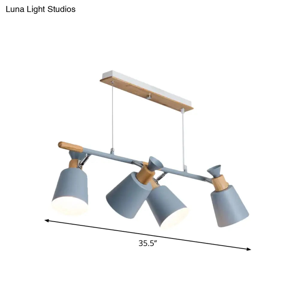 DecorBites™ Nordic Island Light with Tapered Shade - Green/Grey/White - 4 Lights - Kitchen Dining Room Hanging Lamp