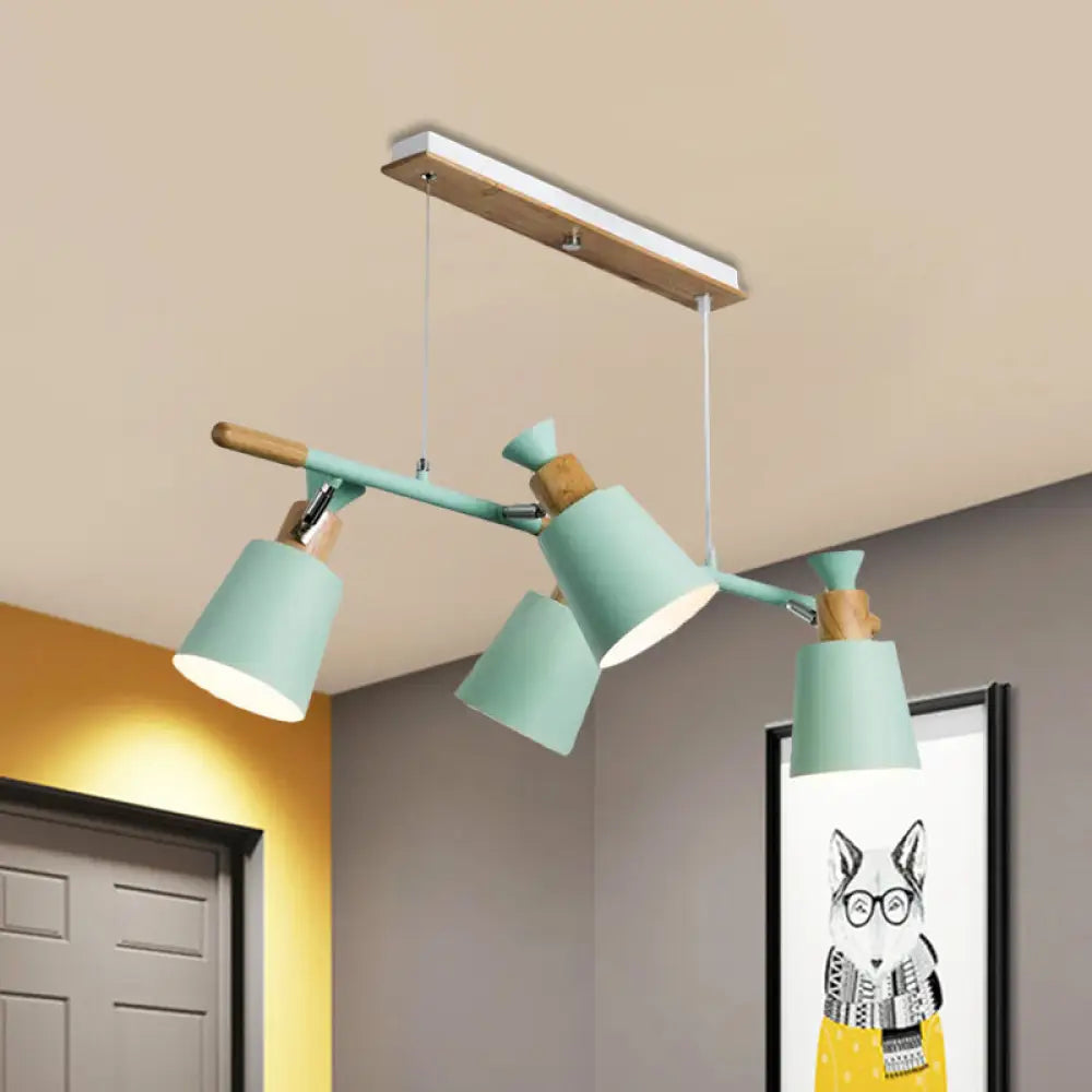DecorBites™ Nordic Island Light with Tapered Shade - Green/Grey/White - 4 Lights - Kitchen Dining Room Hanging Lamp