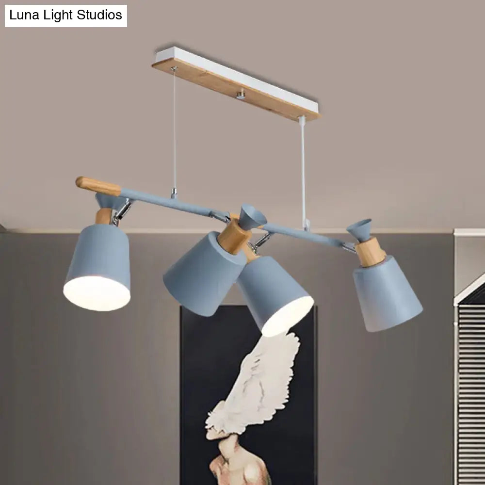 DecorBites™ Nordic Island Light with Tapered Shade - Green/Grey/White - 4 Lights - Kitchen Dining Room Hanging Lamp
