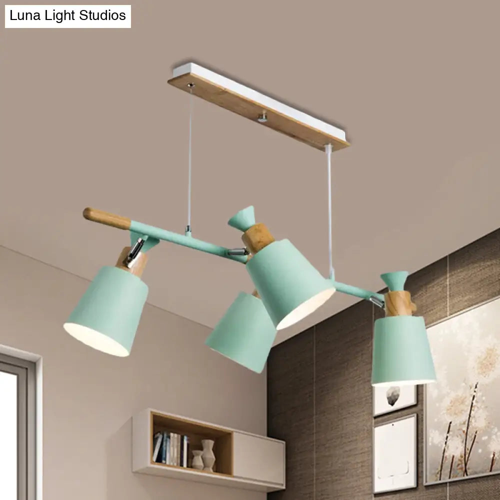DecorBites™ Nordic Island Light with Tapered Shade - Green/Grey/White - 4 Lights - Kitchen Dining Room Hanging Lamp