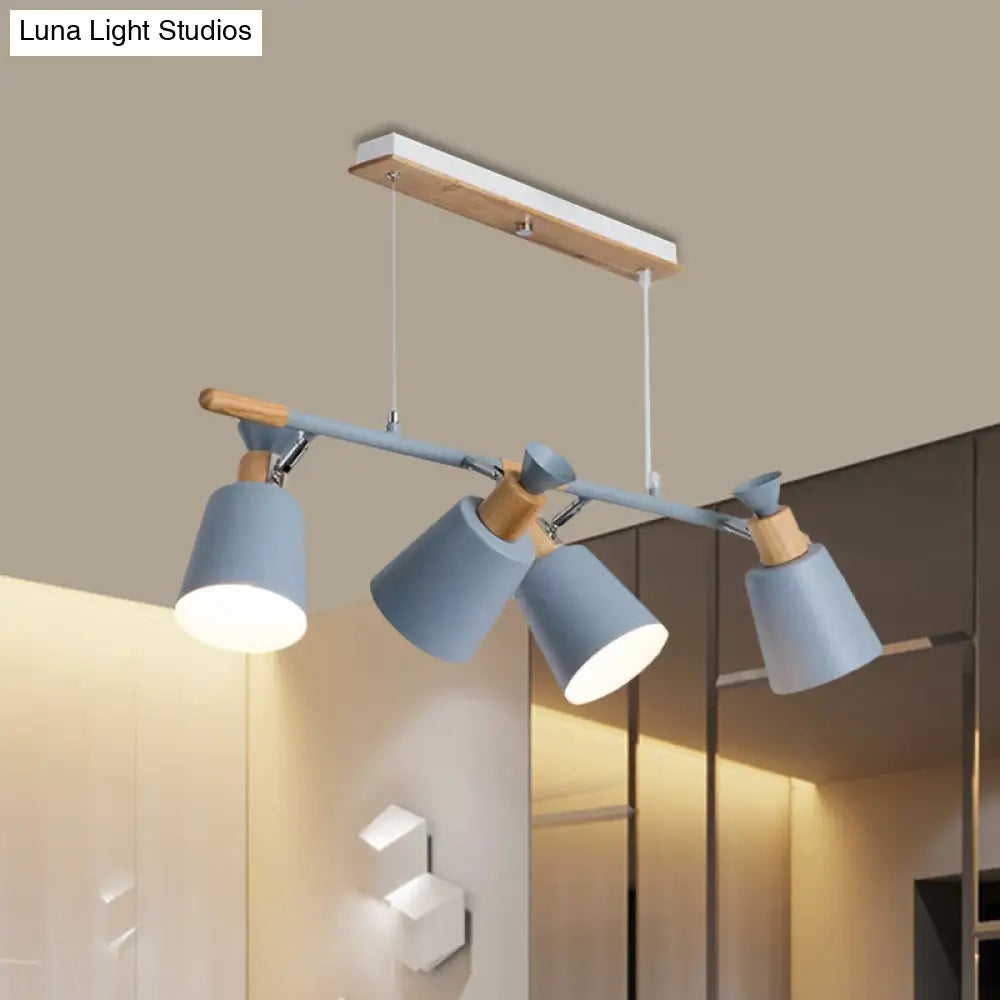 DecorBites™ Nordic Island Light with Tapered Shade - Green/Grey/White - 4 Lights - Kitchen Dining Room Hanging Lamp