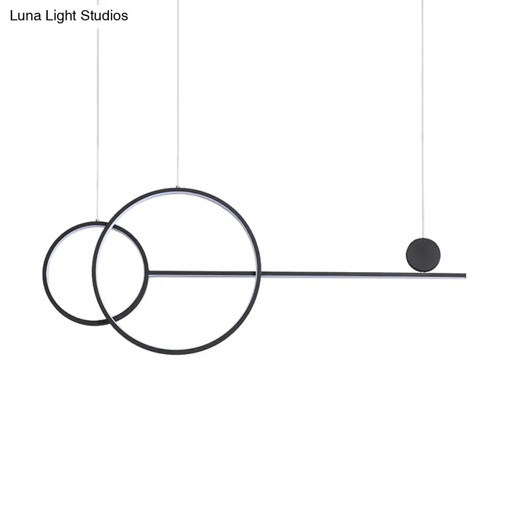 DecorBites™ Nordic LED Acrylic Chandelier Lamp with Black & Gold Line Design for Circular Island Lighting