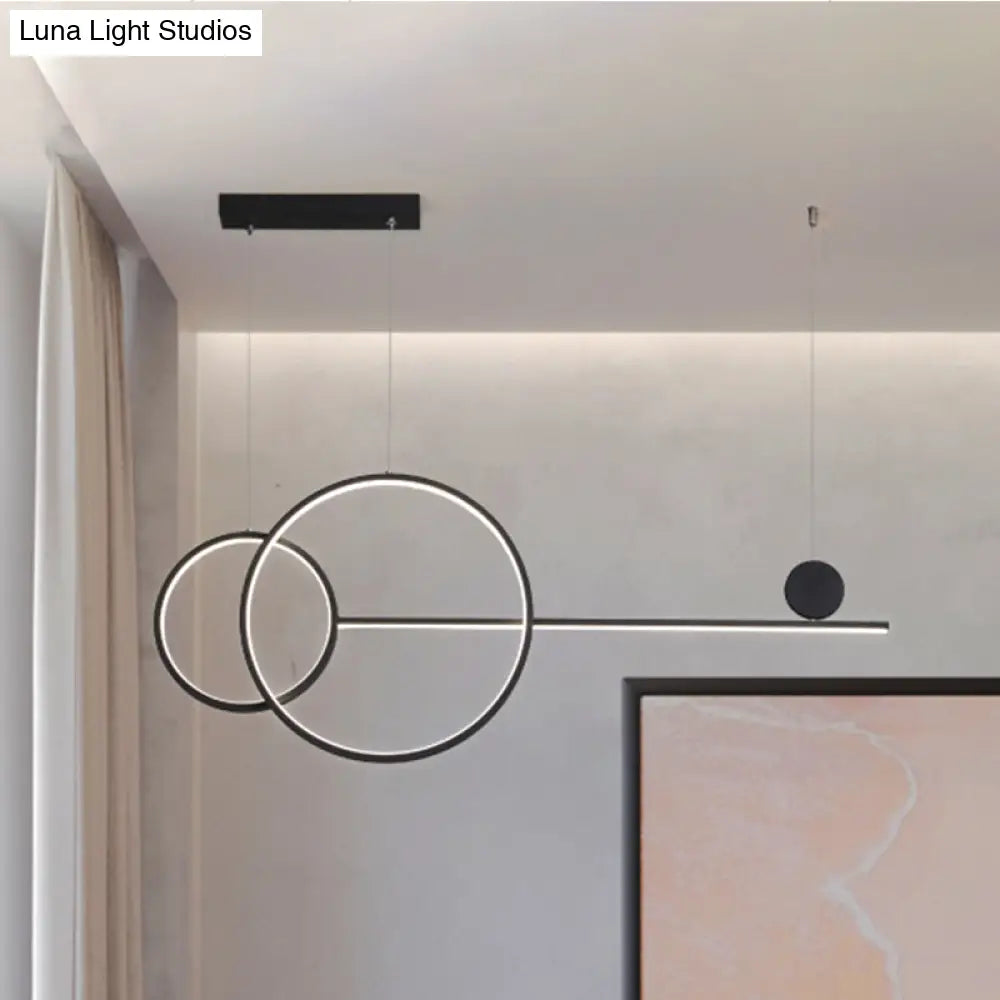 DecorBites™ Nordic LED Acrylic Chandelier Lamp with Black & Gold Line Design for Circular Island Lighting