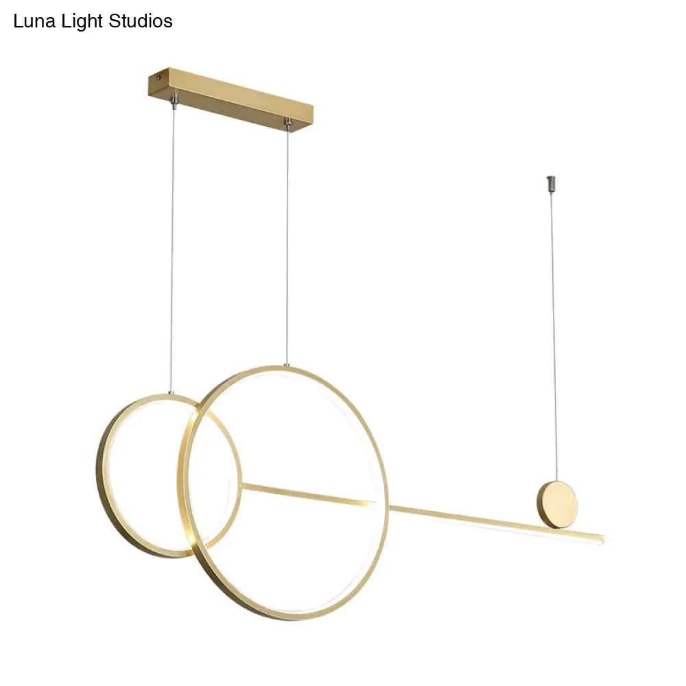 DecorBites™ Nordic LED Acrylic Chandelier Lamp with Black & Gold Line Design for Circular Island Lighting