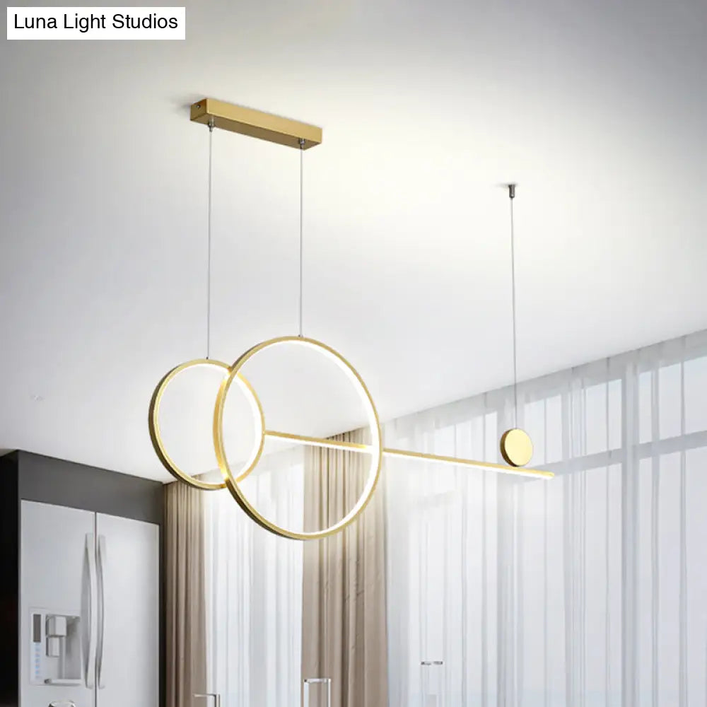 DecorBites™ Nordic LED Acrylic Chandelier Lamp with Black & Gold Line Design for Circular Island Lighting