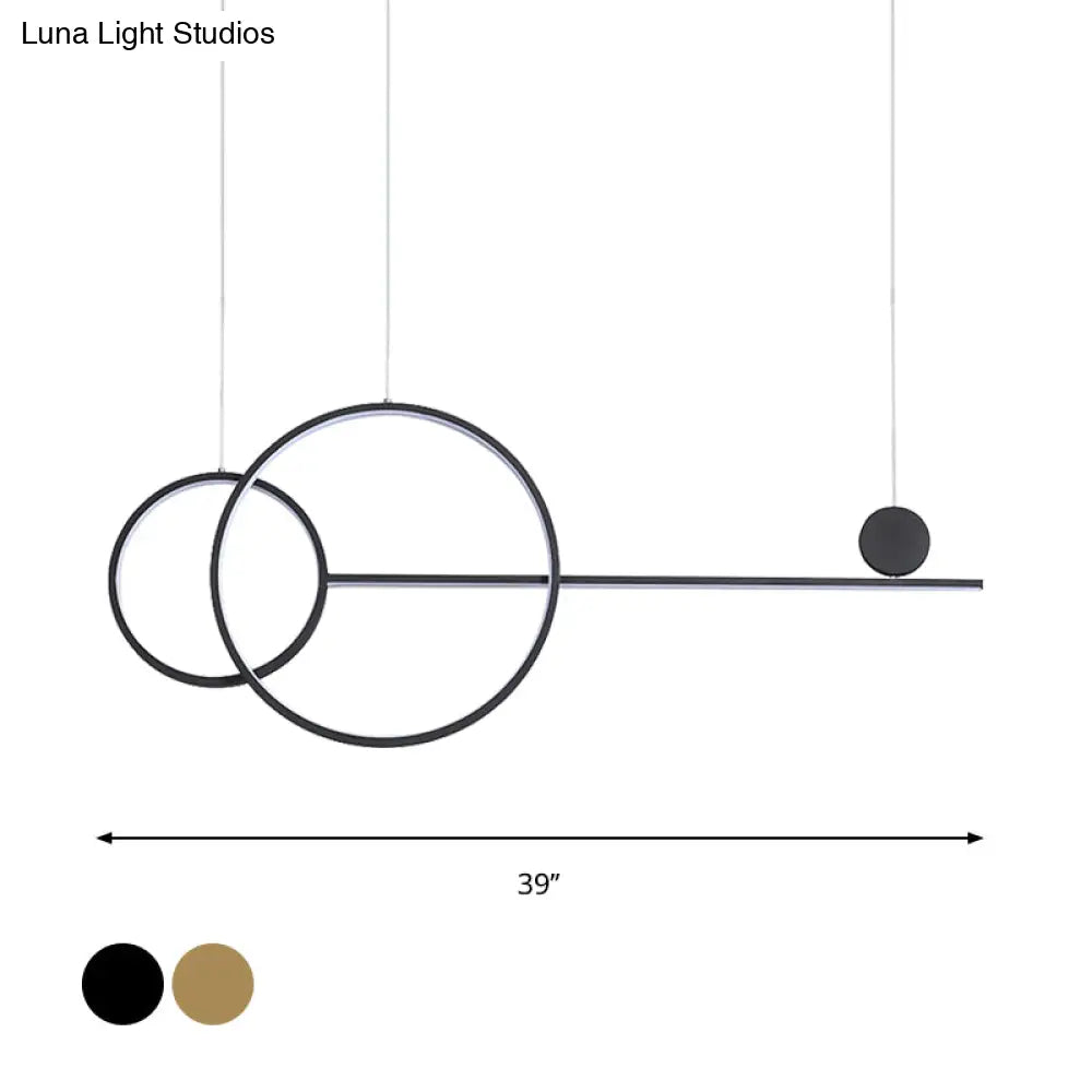 DecorBites™ Nordic LED Acrylic Chandelier Lamp with Black & Gold Line Design for Circular Island Lighting