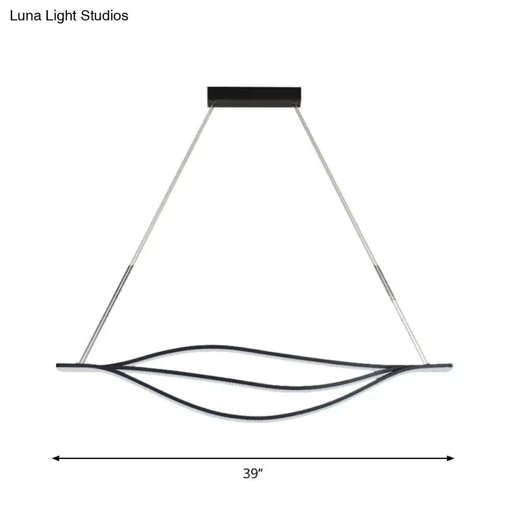 DecorBites™ Nordic LED Black Pendant Light Kit in Warm/White Light, 31.5"/39"/47" Wide" with Metallic Leaf-Like Island Lighting