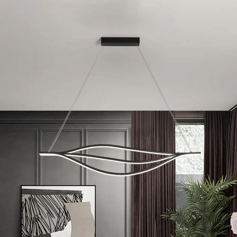 DecorBites™ Nordic LED Black Pendant Light Kit in Warm/White Light, 31.5"/39"/47" Wide" with Metallic Leaf-Like Island Lighting