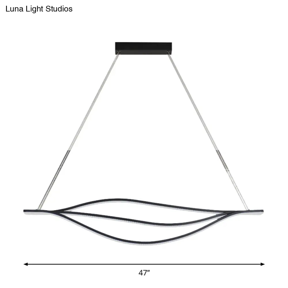 DecorBites™ Nordic LED Black Pendant Light Kit in Warm/White Light, 31.5"/39"/47" Wide" with Metallic Leaf-Like Island Lighting