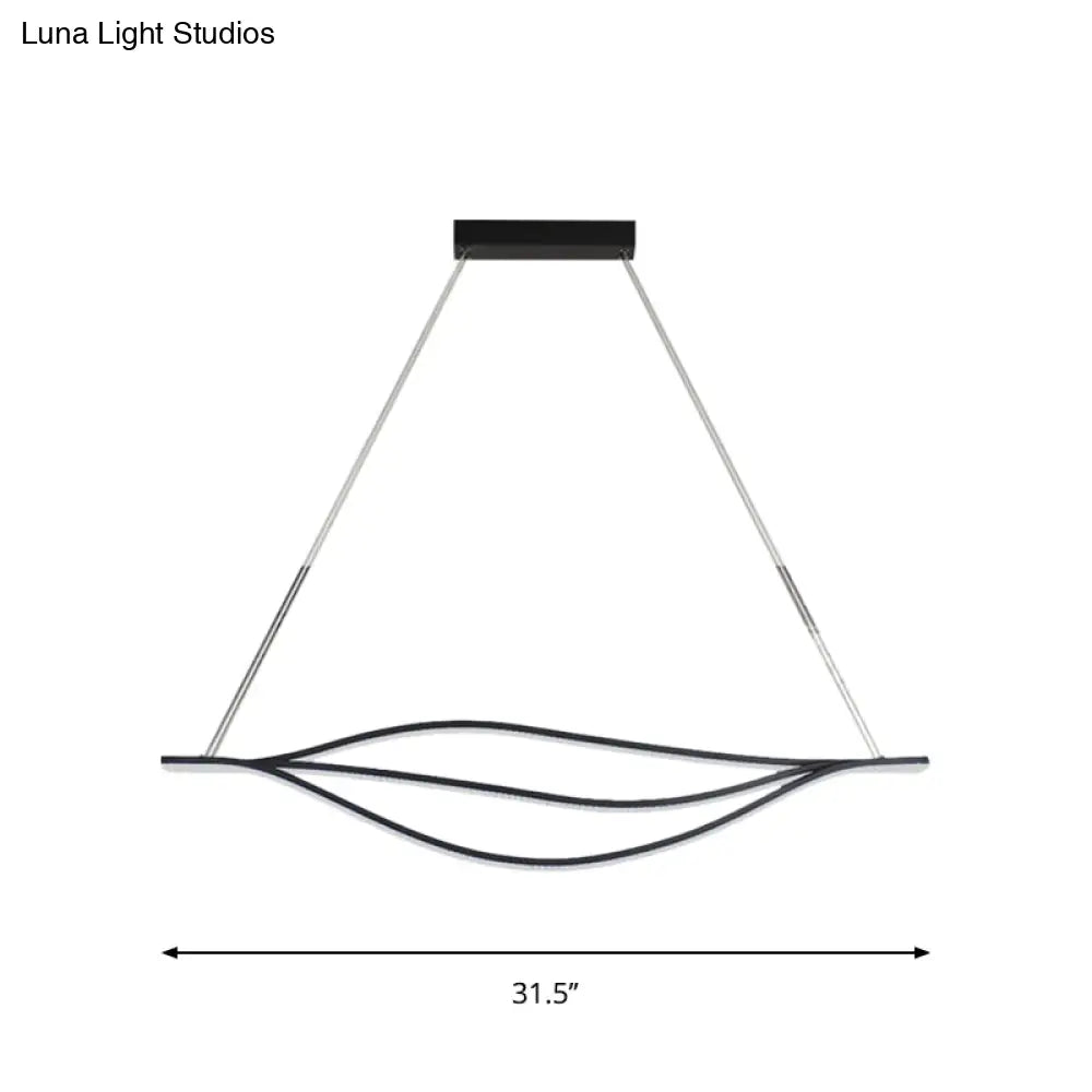 DecorBites™ Nordic LED Black Pendant Light Kit in Warm/White Light, 31.5"/39"/47" Wide" with Metallic Leaf-Like Island Lighting