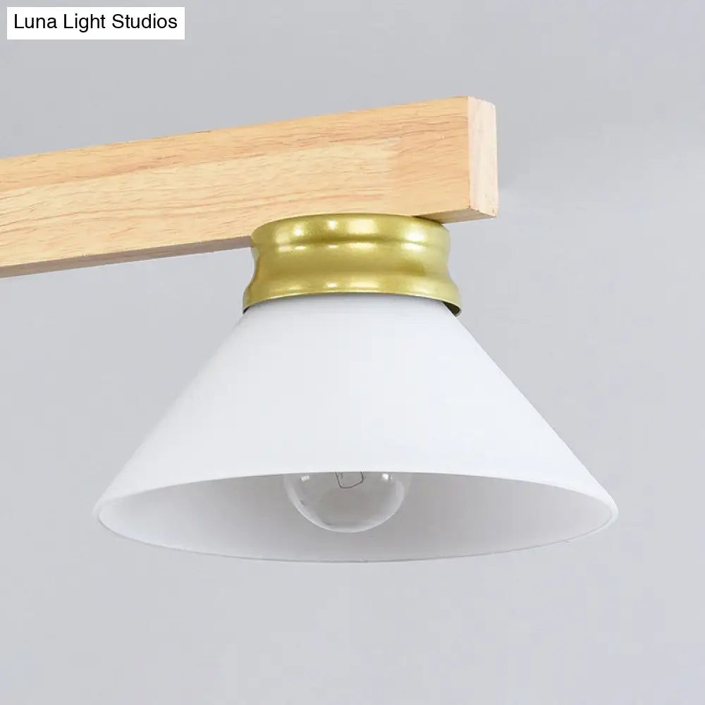 DecorBites™ Nordic Linear Wood Hanging Light with 4 Heads and Opal Glass Shade in Gold/Black Finish