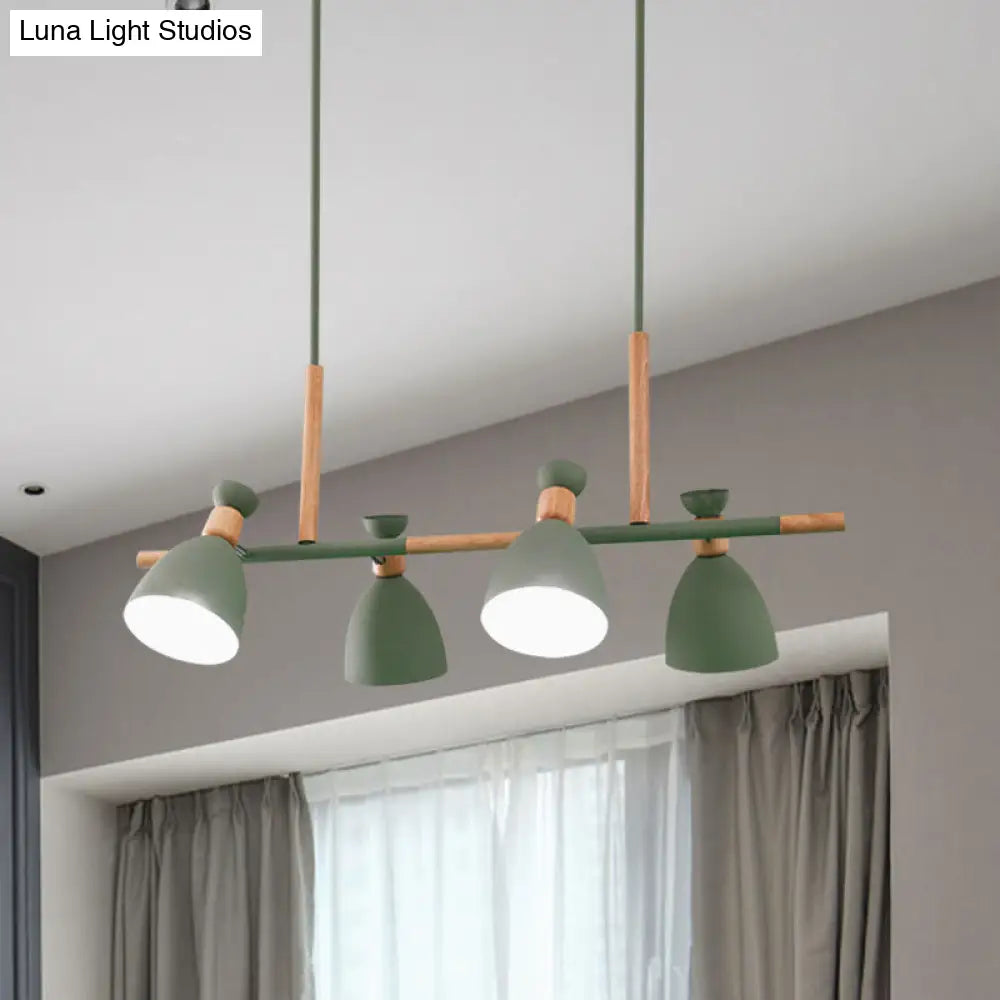 DecorBites™ Nordic Metal and Wood Hanging Lamp with 4-Light Tilt Shade in Green/Grey/White