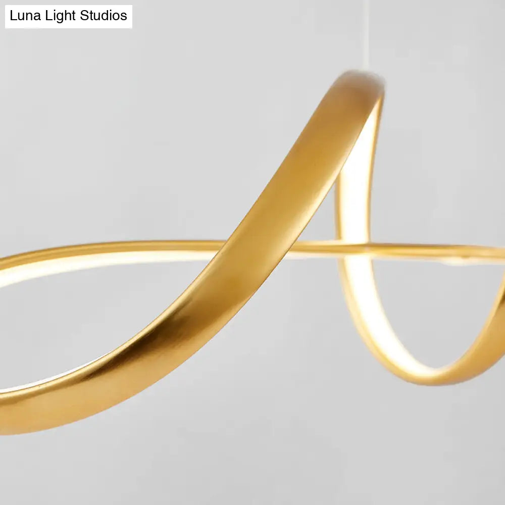DecorBites™ Nordic Metal LED Suspension Lamp: Gold Plated Twist Design for Restaurant Island Lighting