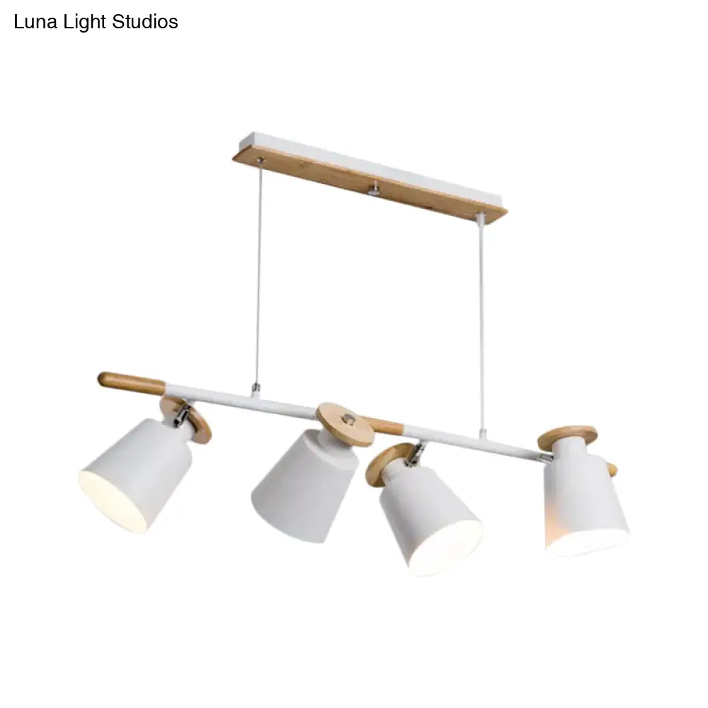 DecorBites™ Nordic Metal Linear Chandelier - 4 Head Island Lighting in Green/Grey/White for Restaurants